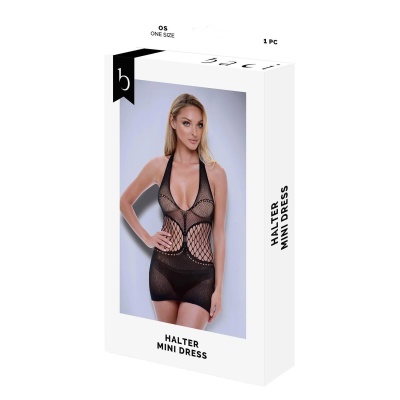 BACI HALTER MINI DRESS BLACK, OS - 1