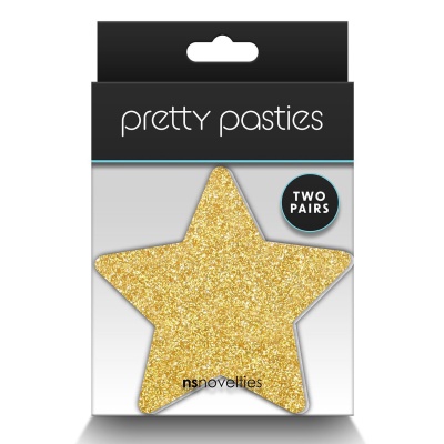 PRETTY PASTIES GLITTER STARS BLACK GOLD 2 PAIR - 1