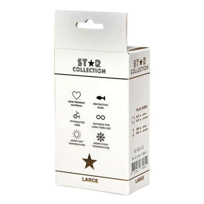 Star Collection - Black Silicone Anal Plug L - Pink Stone - 1 2