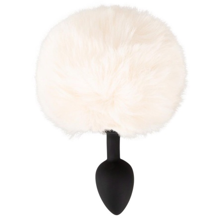 Korek analny Fluffy Tail White S - silikonowy stożek z futrzanym ogonkiem, długość całkowita 14,2 cm, część wprowadzana 6,5 cm, - 3