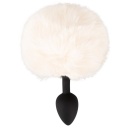 Korek analny Fluffy Tail White S - silikonowy stożek z futrzanym ogonkiem, długość całkowita 14,2 cm, część wprowadzana 6,5 cm, - 3