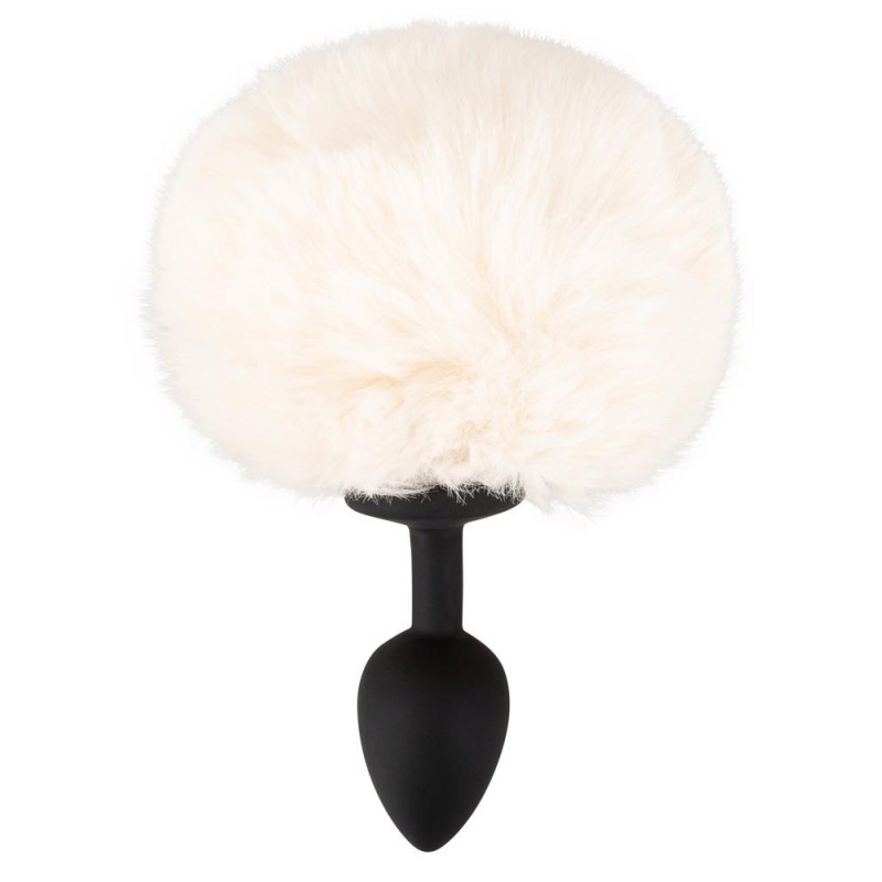 Korek analny Fluffy Tail White S - silikonowy stożek z futrzanym ogonkiem, długość całkowita 14,2 cm, część wprowadzana 6,5 cm, - 4
