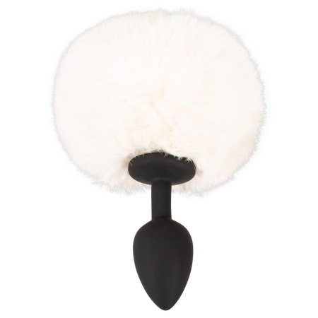 Korek analny Fluffy Tail White S - silikonowy stożek z futrzanym ogonkiem, długość całkowita 14,2 cm, część wprowadzana 6,5 cm, - 5