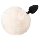 Korek analny Fluffy Tail White S - silikonowy stożek z futrzanym ogonkiem, długość całkowita 14,2 cm, część wprowadzana 6,5 cm, - 7
