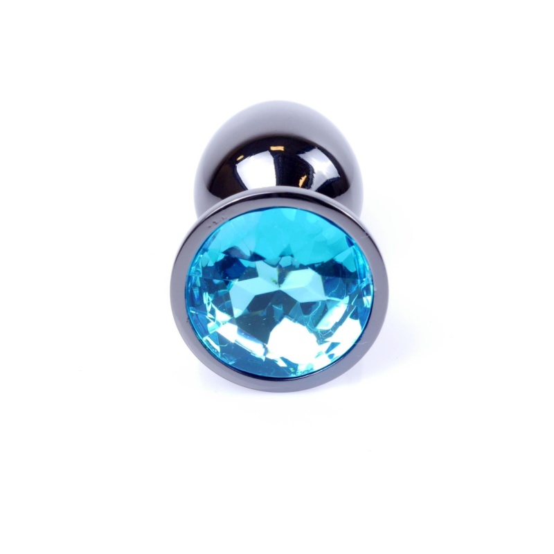Biżuteria analna Jewellery Dark Silver PLUG - Light Blue, stal nierdzewna, z kamieniem u podstawy, długość 7 cm, średnica 2,7 cm - 2