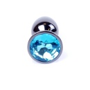 Biżuteria analna Jewellery Dark Silver PLUG - Light Blue, stal nierdzewna, z kamieniem u podstawy, długość 7 cm, średnica 2,7 cm - 2