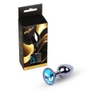 Biżuteria analna Jewellery Dark Silver PLUG - Light Blue, stal nierdzewna, z kamieniem u podstawy, długość 7 cm, średnica 2,7 cm - 7