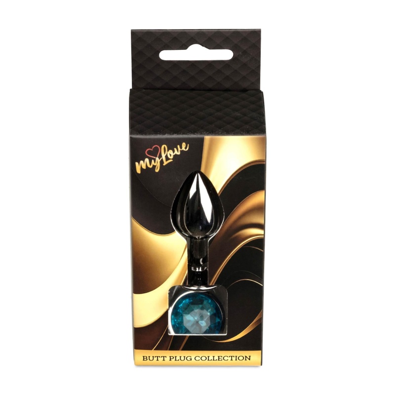 Biżuteria analna Jewellery Dark Silver PLUG - Light Blue, stal nierdzewna, z kamieniem u podstawy, długość 7 cm, średnica 2,7 cm - 9