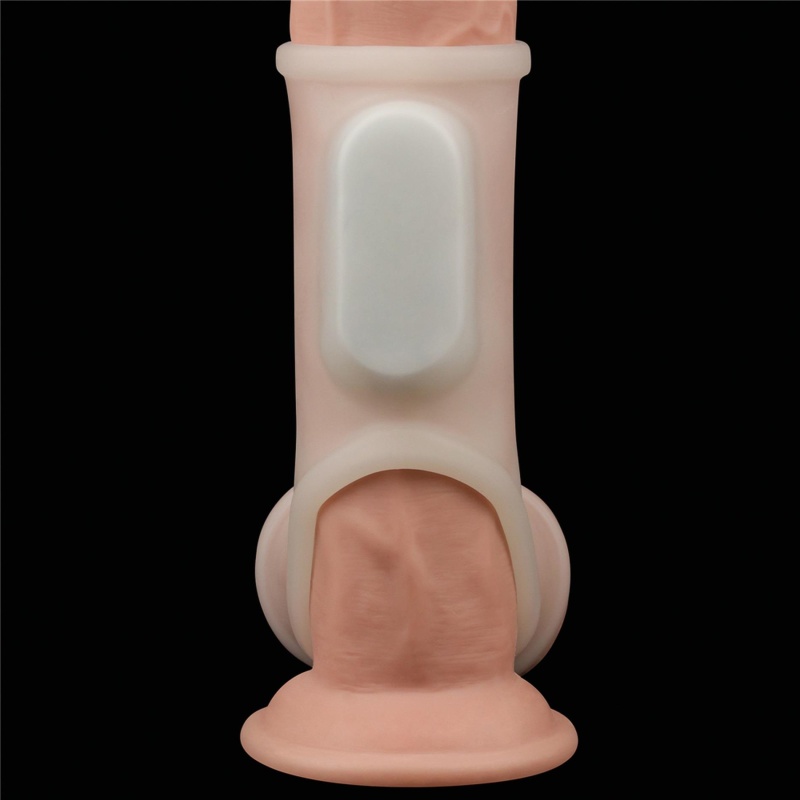 Wibrujący pierścień erekcyjny Silk Knights z mankietem na mosznę 12,2 cm biały - 5