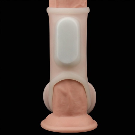Wibrujący pierścień erekcyjny Silk Knights z mankietem na mosznę 12,2 cm biały - 5
