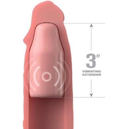 Nakładka na penisa Fantasy X-tensions Elite 3" Vibrating Mega X-tension z pilotem - silikonowy rękaw wibracyjny 22,9 cm, średnic - 3