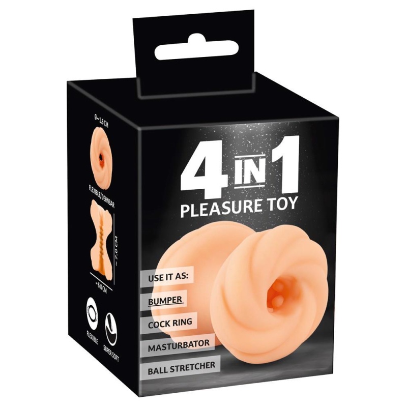 4in1 Pleasure Toy - elastyczna nakładka 4 w 1 z TPE, 7 cm, śr. wewn. 1,6 cm - 1