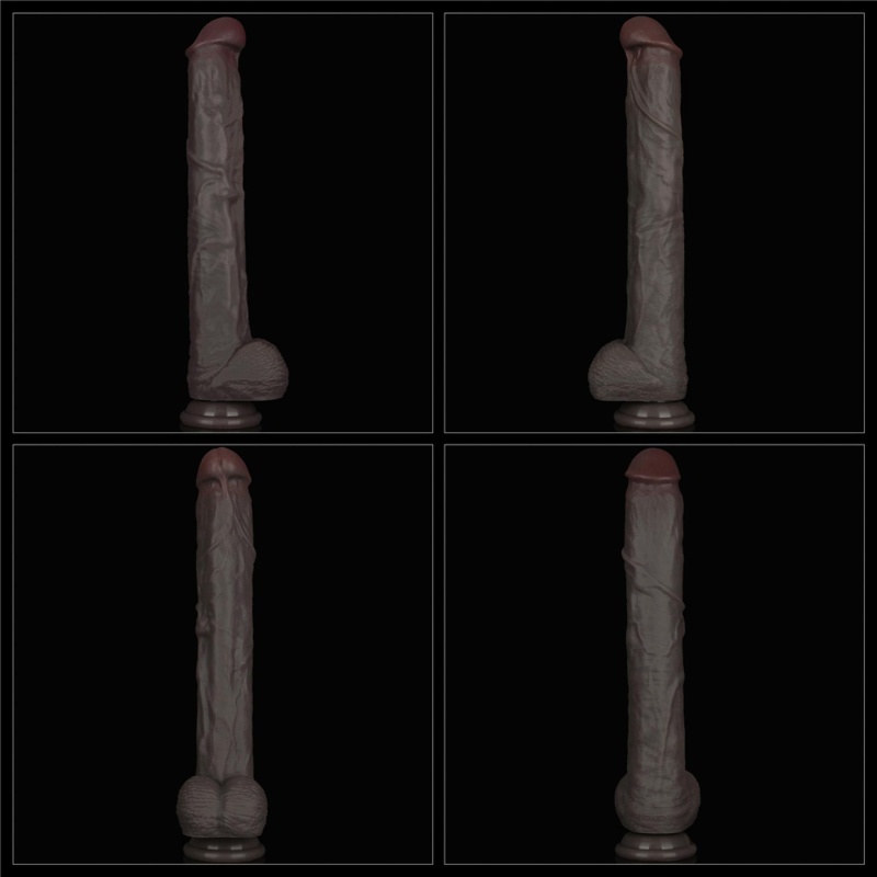 Dildo dwuwarstwowe giętkie XXL 36,8 cm (Czarny) - 3