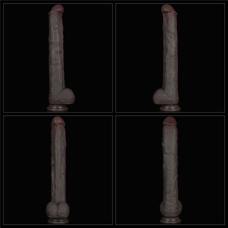 Dildo dwuwarstwowe giętkie XXL 36,8 cm (Czarny) - 3