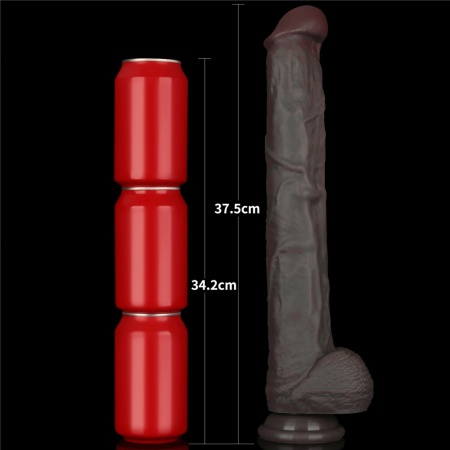 Dildo dwuwarstwowe giętkie XXL 36,8 cm (Czarny) - 4
