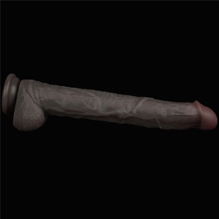 Dildo dwuwarstwowe giętkie XXL 36,8 cm (Czarny) - 9