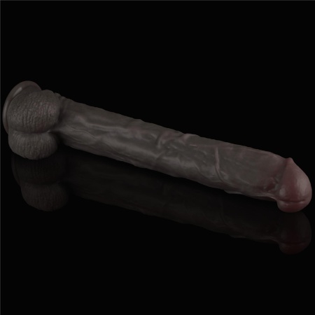 Dildo dwuwarstwowe giętkie XXL 36,8 cm (Czarny) - 10