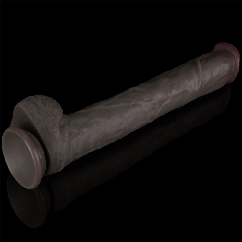 Dildo dwuwarstwowe giętkie XXL 36,8 cm (Czarny) - 11