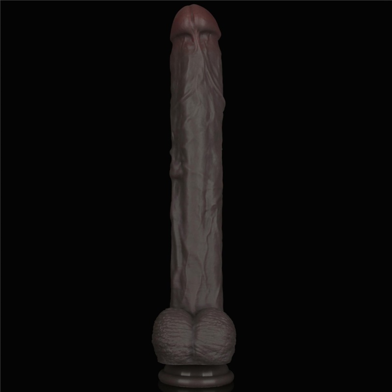 Dildo dwuwarstwowe giętkie XXL 36,8 cm (Czarny) - 16