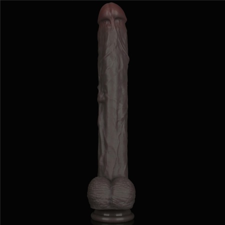 Dildo dwuwarstwowe giętkie XXL 36,8 cm (Czarny) - 16