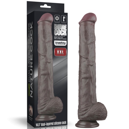 Dildo dwuwarstwowe giętkie XXL 36,8 cm (Czarny) - 18