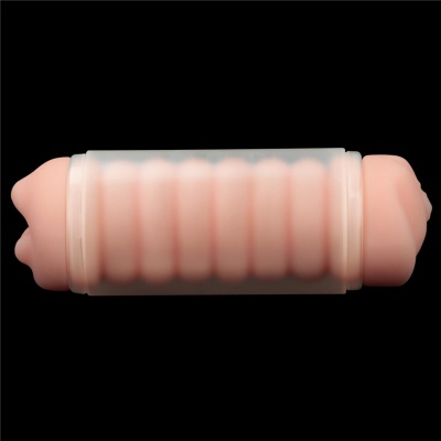 Dwustronny masturbator Blowout – pochwa i usta, 22,3 cm, jasnoróżowy - 1 2
