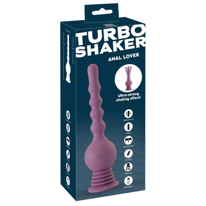 Wibrator analny Turbo Shaker Anal Lover z oscylującą kulą i wałem o falistej fakturze, 27,7 cm - 1