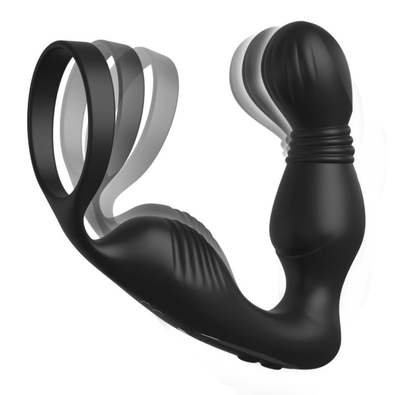 Wibrator analny Ass-Gasm Pro P-Spot Milker z mechanizmem P-Motion, stymulatorem krocza i pierścieniem erekcyjnym, długość wkładk - 3