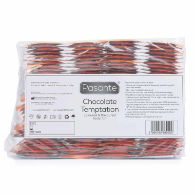Prezerwatywy smakowe Pasante Chocolate Temptation 144 szt. – brązowe, gładkie - 1