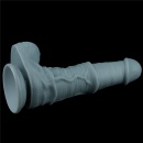 Dildo z ruchem posuwisto-zwrotnym i wibracjami 28 cm Silikon Dwusieciowy – Jasnoszary - 2
