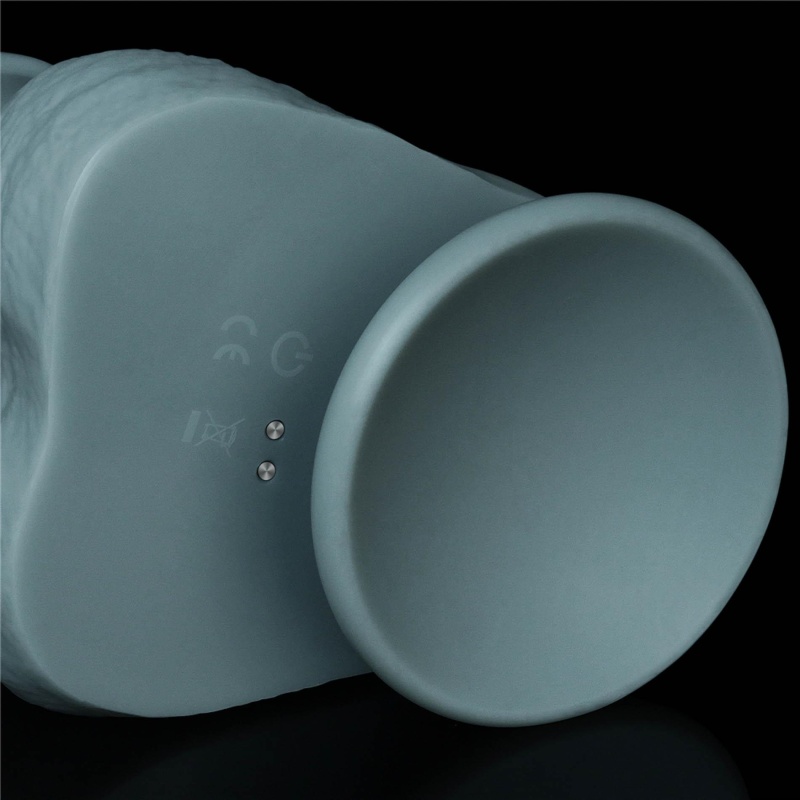 Dildo z ruchem posuwisto-zwrotnym i wibracjami 28 cm Silikon Dwusieciowy – Jasnoszary - 4