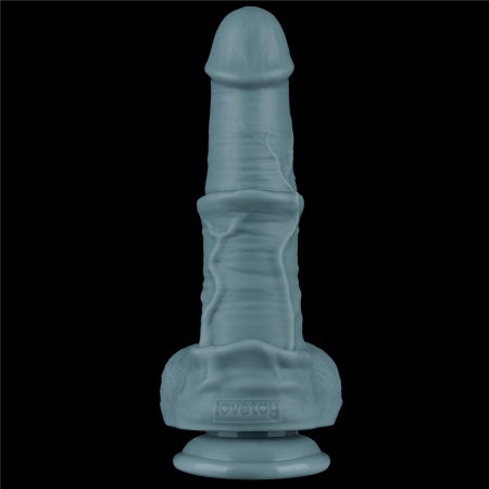 Dildo z ruchem posuwisto-zwrotnym i wibracjami 28 cm Silikon Dwusieciowy – Jasnoszary - 12