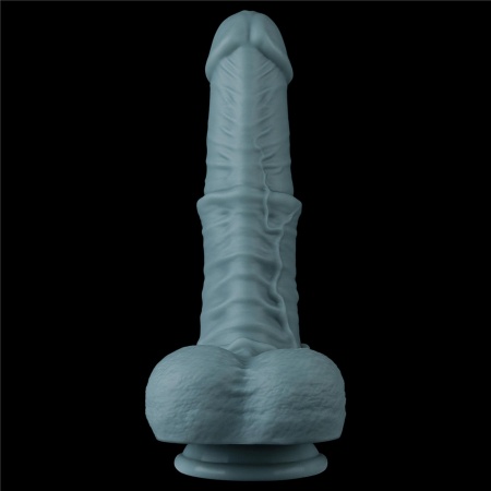 Dildo z ruchem posuwisto-zwrotnym i wibracjami 28 cm Silikon Dwusieciowy – Jasnoszary - 13