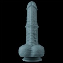 Dildo z ruchem posuwisto-zwrotnym i wibracjami 28 cm Silikon Dwusieciowy – Jasnoszary - 13