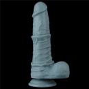 Dildo z ruchem posuwisto-zwrotnym i wibracjami 28 cm Silikon Dwusieciowy – Jasnoszary - 15