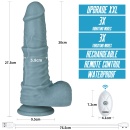 Dildo z ruchem posuwisto-zwrotnym i wibracjami 28 cm Silikon Dwusieciowy – Jasnoszary - 16