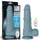 Dildo z ruchem posuwisto-zwrotnym i wibracjami 28 cm Silikon Dwusieciowy – Jasnoszary - 17