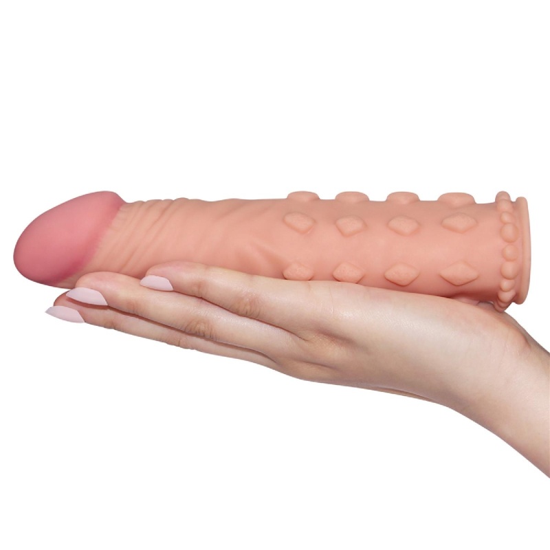 Nakładka na penisa Pleasure X Tender 5 cm - zwiększenie długości i obwodu, kolor Flesh - 2