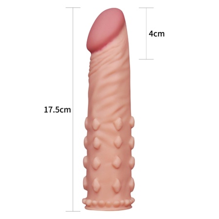 Nakładka na penisa Pleasure X Tender 5 cm - zwiększenie długości i obwodu, kolor Flesh - 5