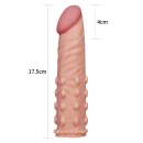 Nakładka na penisa Pleasure X Tender 5 cm - zwiększenie długości i obwodu, kolor Flesh - 5