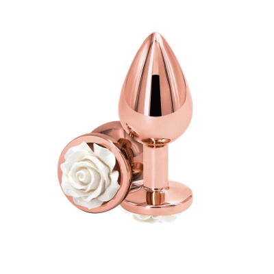 Plug analny Rose Medium White aluminiowy 8,9 cm - 1