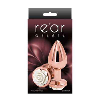 Plug analny Rose Medium White aluminiowy 8,9 cm - 1 2