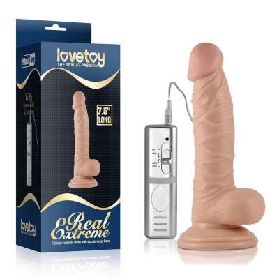 Wibrator Real Extreme 19 cm z przyssawką i wibracjami - kolor Flesh - 1