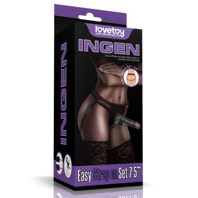 Zestaw strap-on Easy 19 cm Czarny z regulowaną uprzężą - 1