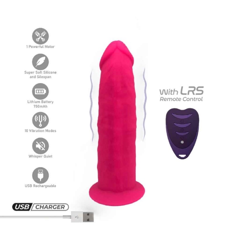Wibrator różowy Model 2 7" Pink Motor + LRS - silikon medyczny, 10 trybów wibracji, 17 cm - 5