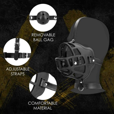Muzzle with Removable Ball Gag - Black - 1 2