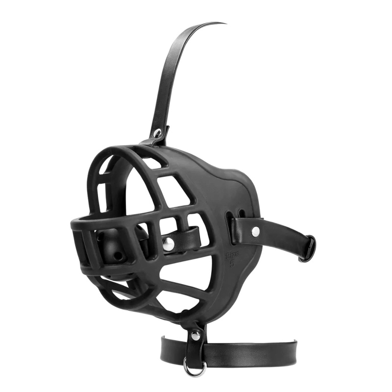 Muzzle with Removable Ball Gag - Black - 5