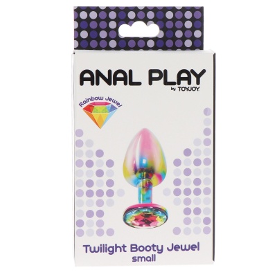 Korek analny Twilight Booty Jewel Small – aluminiowy, z tęczowym kryształkiem, 7,2 cm - 1 2