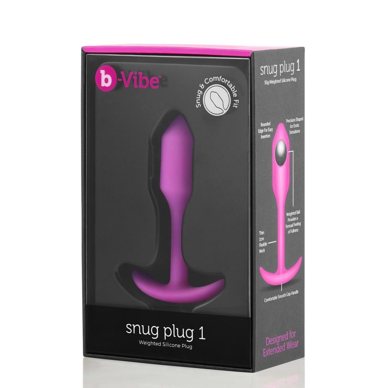 Snug Plug 1 Fuchsia - ważony plug analny z elastyczną szyjką i uchwytem, długość 8,6 cm, średnica 2,2 cm - 1