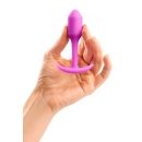 Snug Plug 1 Fuchsia - ważony plug analny z elastyczną szyjką i uchwytem, długość 8,6 cm, średnica 2,2 cm - 3